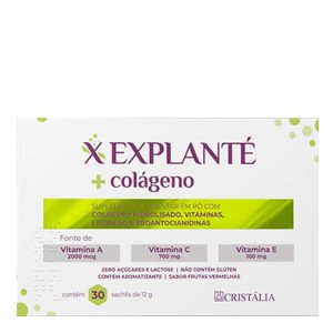 Colágeno Explanté 12g Cristália Sabor Frutas Vermelhas 30 Sachês de 12g